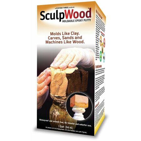 SYSTEM THREE Qt Kit Sculpwood Putty Two Part Epoxy 16 oz. Resin & 16 oz. Hardener 1600K16